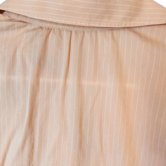 Theory Cotton Blend Long Sleeve Button Up Blouse Peachy Pink w/ Stripes Medium - Picture 7 of 8